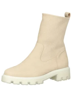 Leder-Stiefeletten in Beige