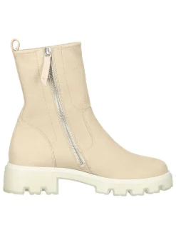 Leder-Stiefeletten in Beige
