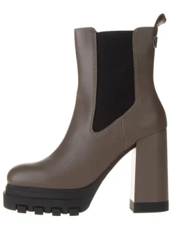 Leder-Stiefeletten in Hellbraun