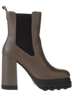 Leder-Stiefeletten in Hellbraun