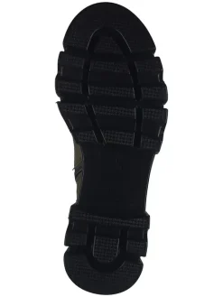 Leder-Stiefeletten in Khaki