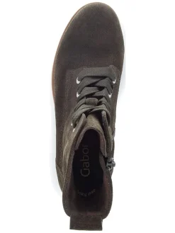 Leder-Stiefeletten in Khaki