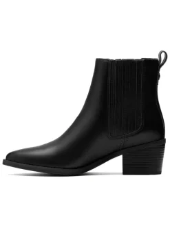 Leder-Stiefeletten in Schwarz