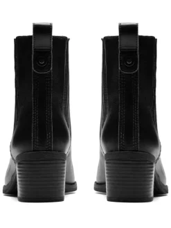 Leder-Stiefeletten in Schwarz