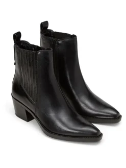 Leder-Stiefeletten in Schwarz