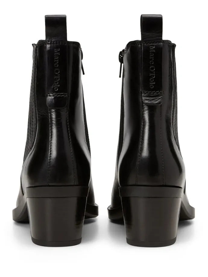 Leder-Stiefeletten in Schwarz