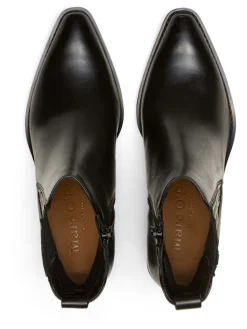 Leder-Stiefeletten in Schwarz