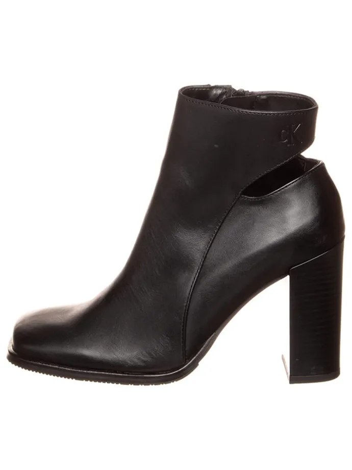 Leder-Stiefeletten in Schwarz