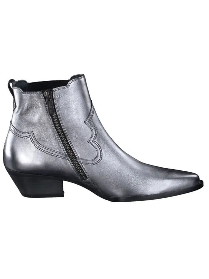 Leder-Stiefeletten in Silber