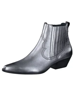 Leder-Stiefeletten in Silber