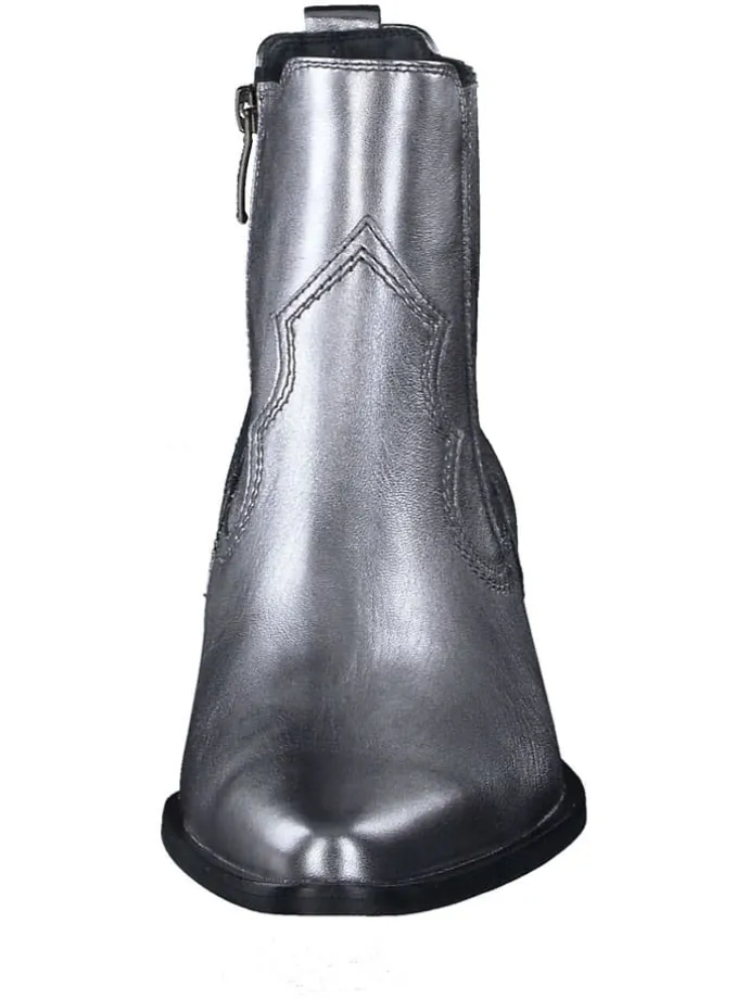 Leder-Stiefeletten in Silber