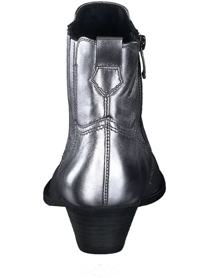 Leder-Stiefeletten in Silber