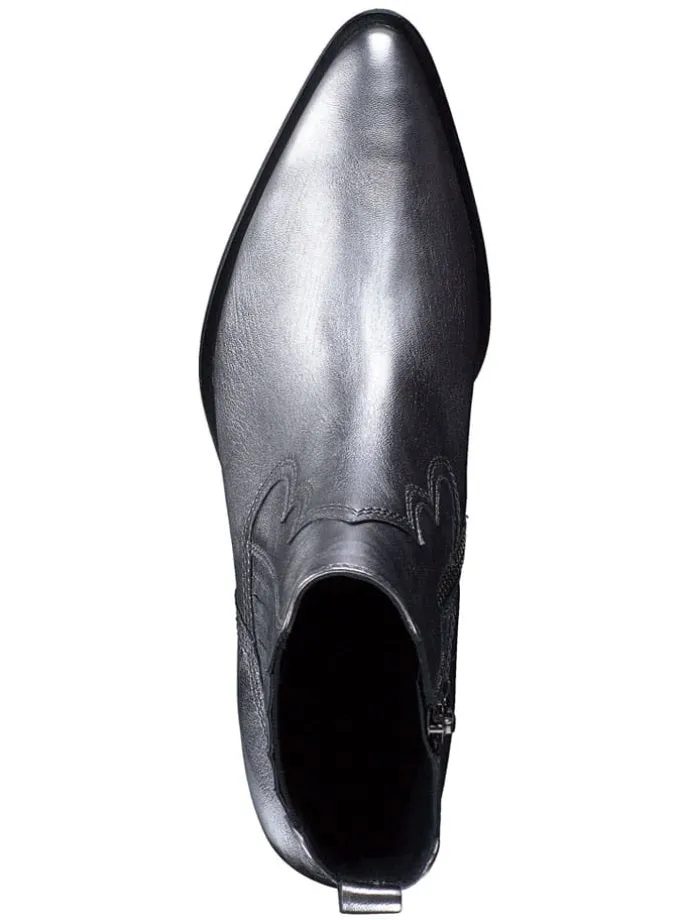 Leder-Stiefeletten in Silber