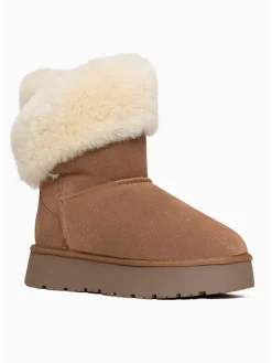 Leder-Winterboots "Beverly" in Hellbraun