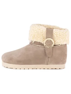 Leder-Winterboots in Beige