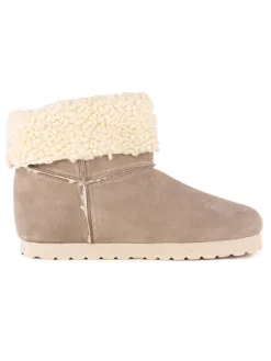Leder-Winterboots in Beige