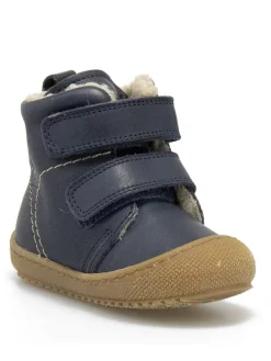 Leder-Winterboots in Dunkelblau