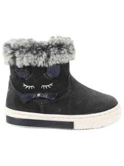 Leder-Winterboots in Dunkelblau