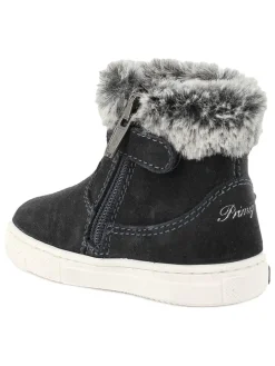 Leder-Winterboots in Dunkelblau