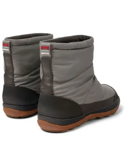 Leder-Winterboots in Grau/ Schwarz