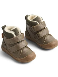 Leder-Winterboots in Khaki