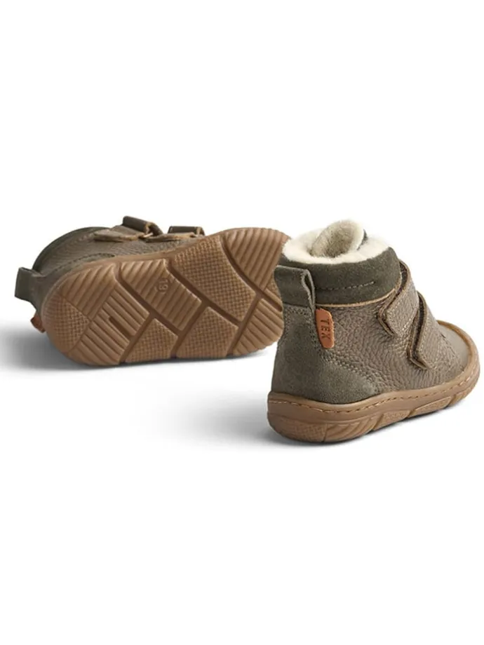 Leder-Winterboots in Khaki