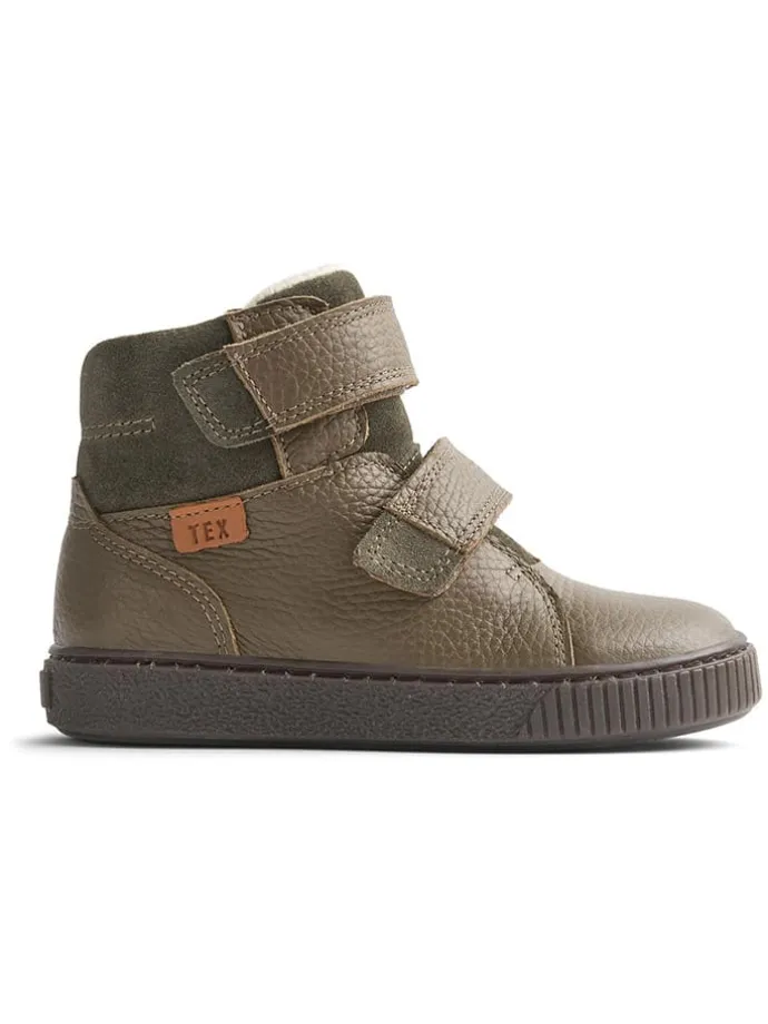Leder-Winterboots in Khaki