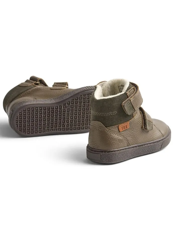 Leder-Winterboots in Khaki