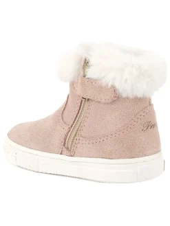Leder-Winterboots in Rosa/ Weiß
