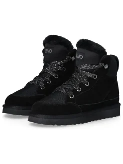 Leder-Winterboots in Schwarz