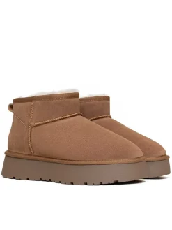 Leder-Winterboots "Mindy" in Hellbraun