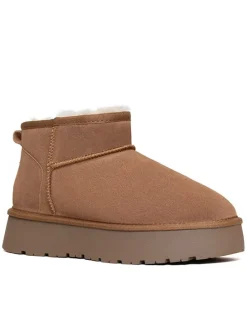 Leder-Winterboots "Mindy" in Hellbraun