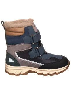 Leder-Winterboots "Torben" in Dunkelblau/ Grau