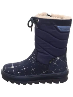 Leder-Winterstiefel "Flavia" in Dunkelblau