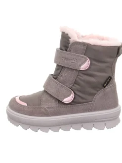 Leder-Winterstiefel "Flavia" in Grau/ Rosa