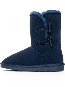 Leder-Winterstiefel "Hubbard" in Dunkelblau