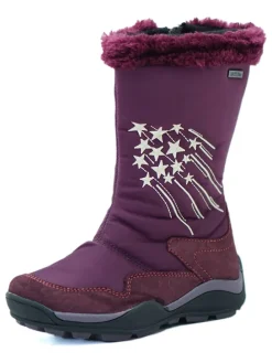 Leder-Winterstiefel in Aubergine