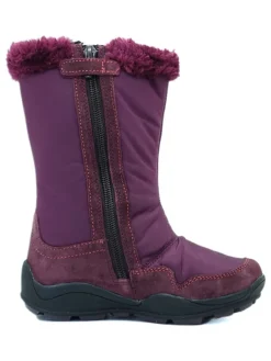 Leder-Winterstiefel in Aubergine