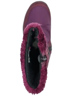 Leder-Winterstiefel in Aubergine