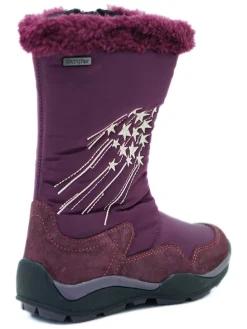 Leder-Winterstiefel in Aubergine