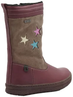 Leder-Winterstiefel in Beige/ Altrosa