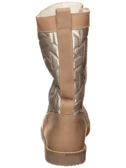 Leder-Winterstiefel in Beige/ Gold