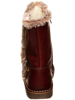 Leder-Winterstiefel in Dunkelrot