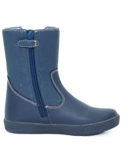 Leder-Winterstiefel in Dunkelblau