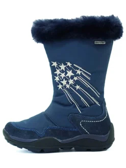 Leder-Winterstiefel in Dunkelblau