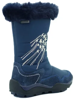 Leder-Winterstiefel in Dunkelblau
