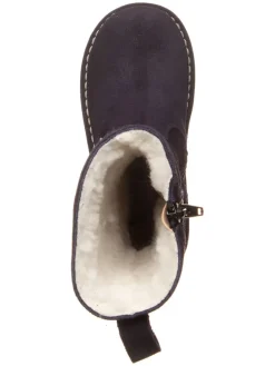 Leder-Winterstiefel in Dunkelblau