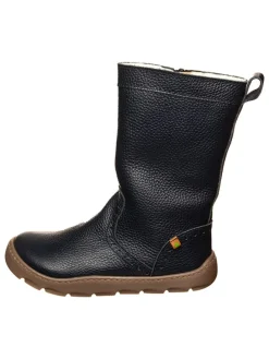 Leder-Winterstiefel in Dunkelblau