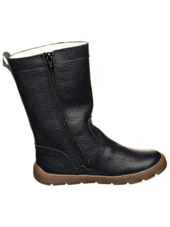 Leder-Winterstiefel in Dunkelblau