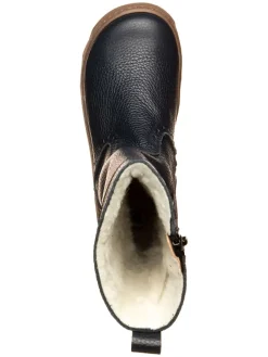 Leder-Winterstiefel in Dunkelblau